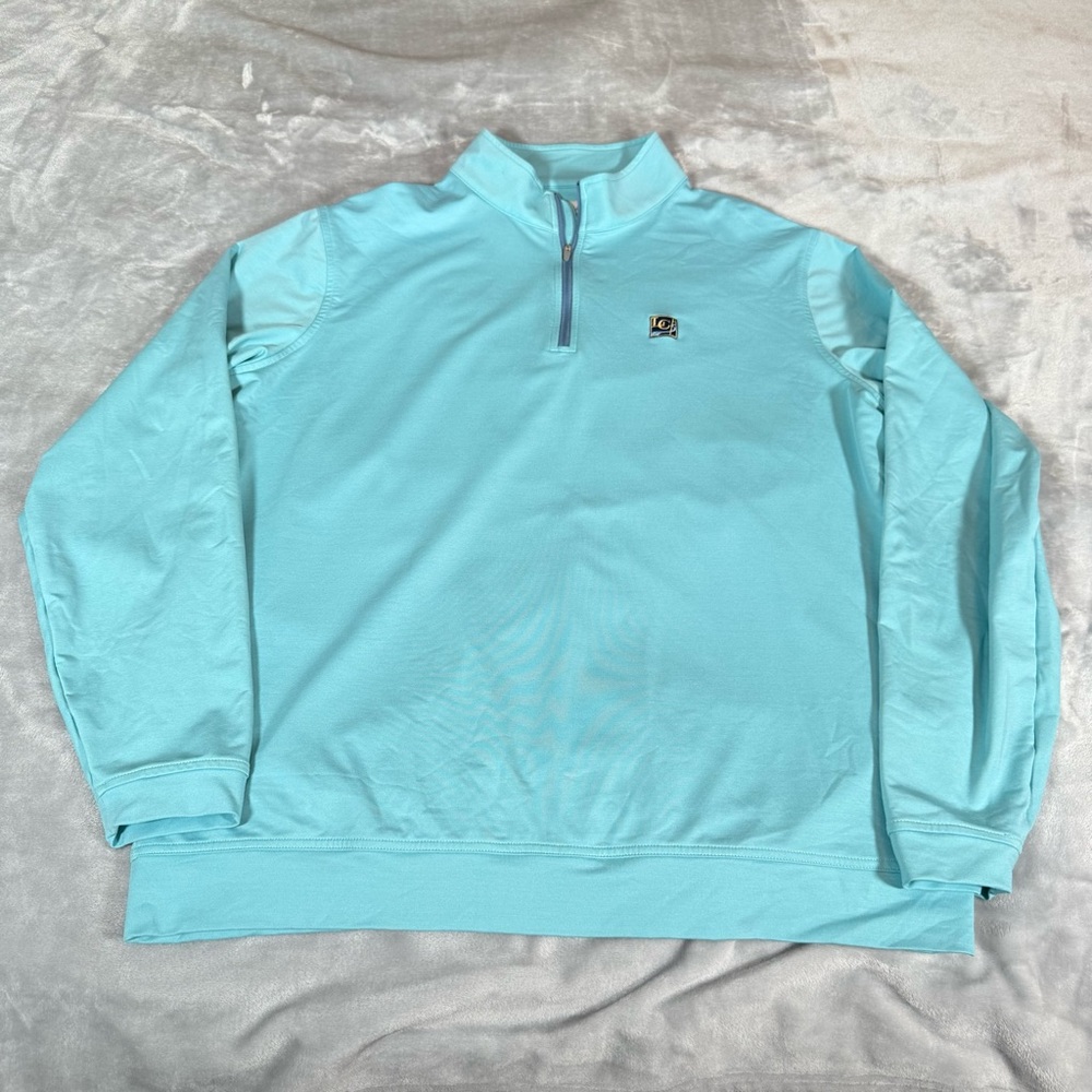 Peter Millar 1/4 Zip Pullover Mens XL Teal Blue Laurel Creek Country Club Golf - Picture 4 of 10